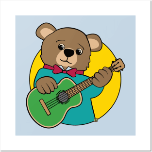 Bear Playing Guitar Posters and Art